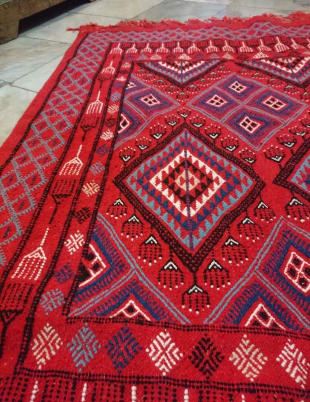Red Berber kilim rug 140x185cm
