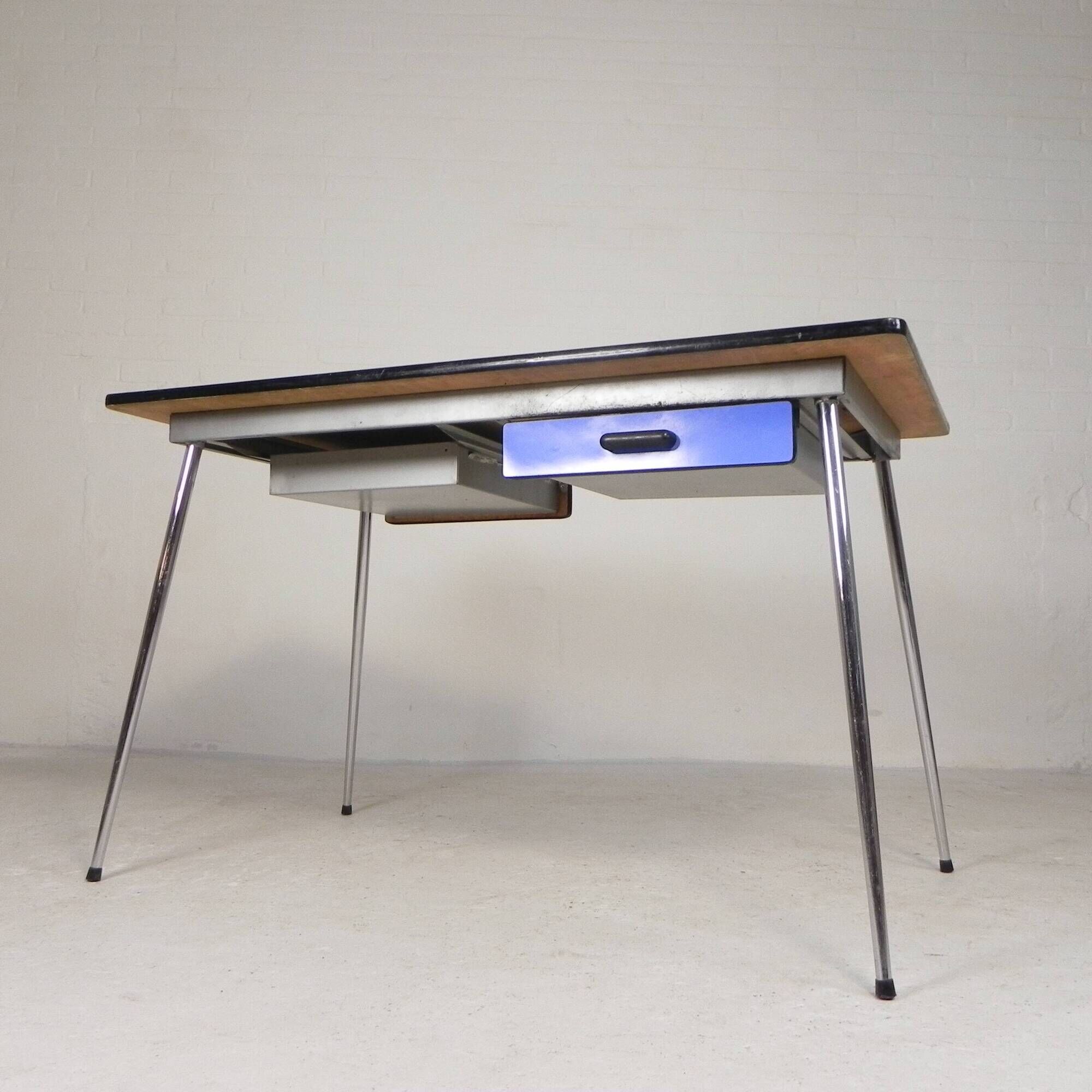 Formica table, desk with 2 drawers, 1950s
