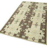 1960s handmade oriental beige rug 127 cm x 227 cm
