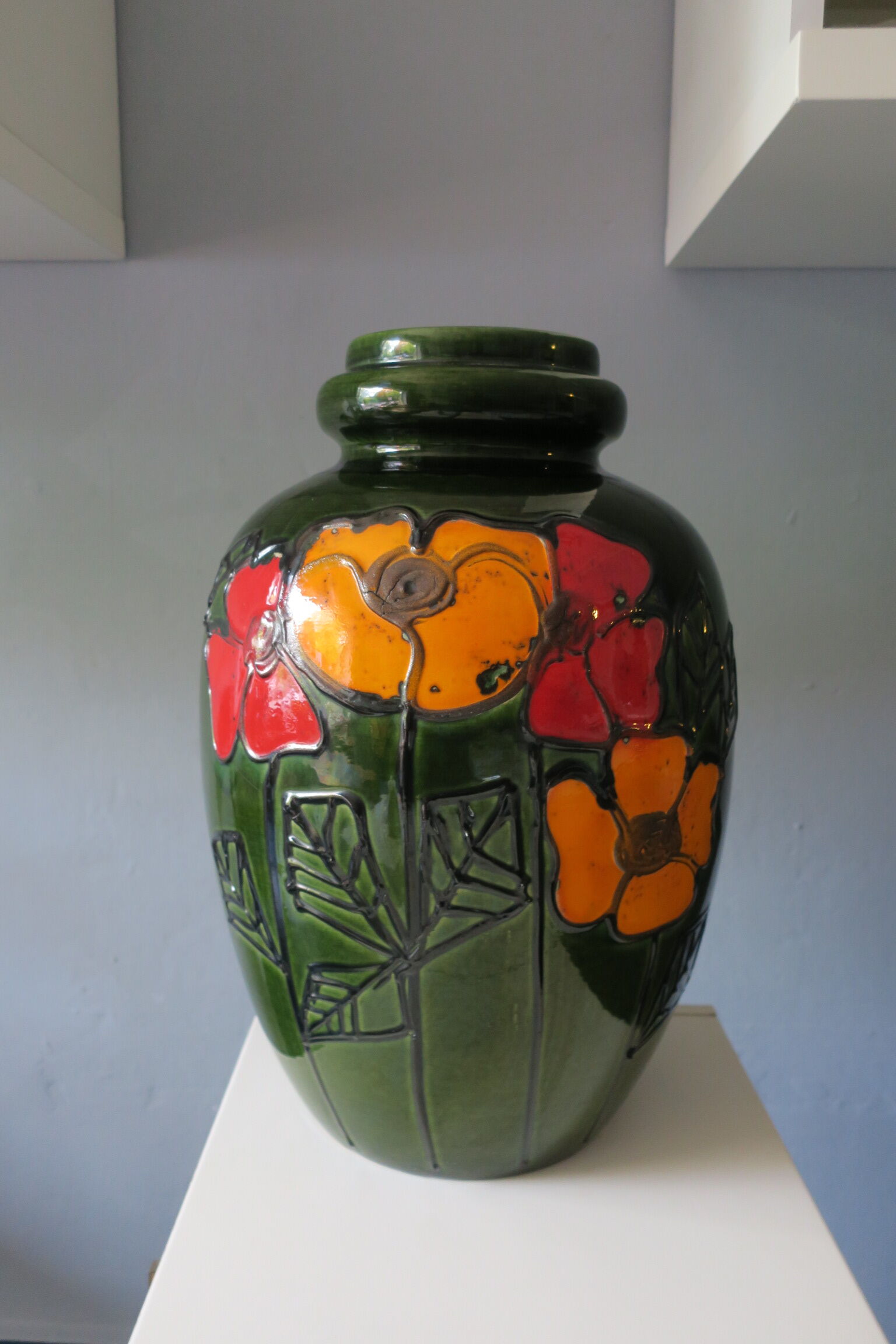 Brutalist large mid century ceramic floor vase, 1960s