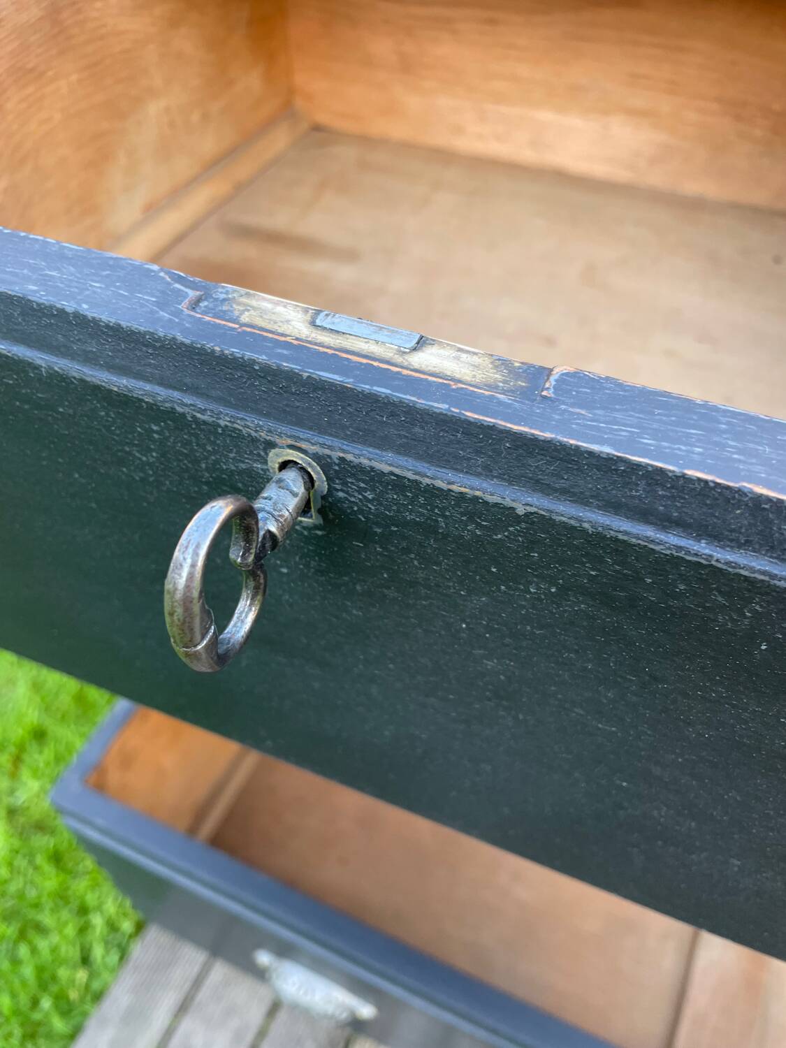 Vintage black patina chest of drawers