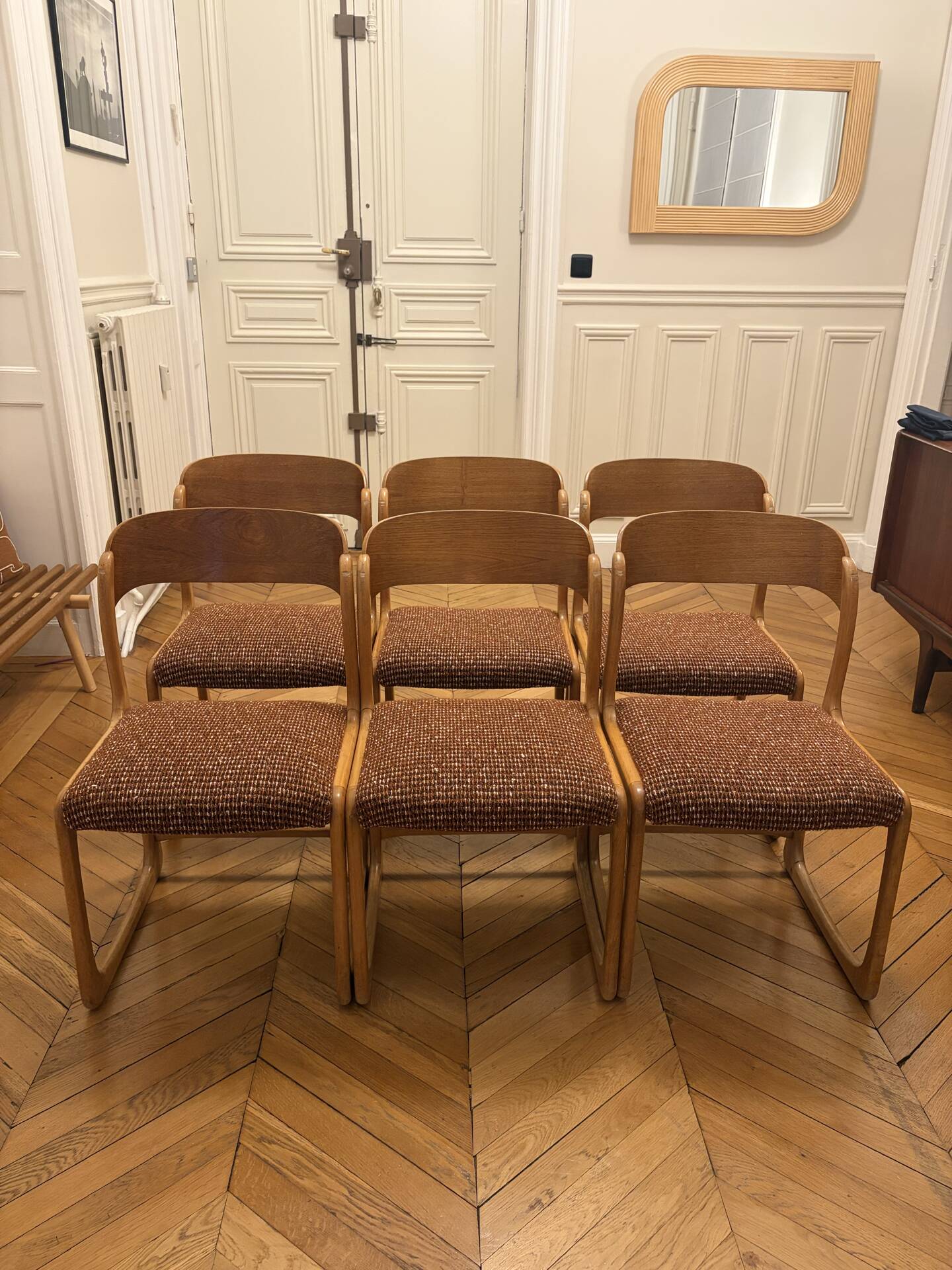 Lot of 6 baumann sled chairs