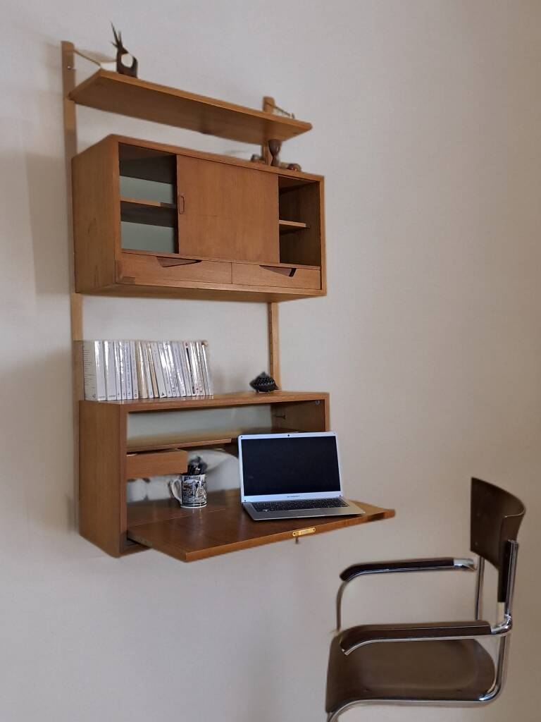 Teak wall secretary RIVAL, Vintage Scandinavian 1960s