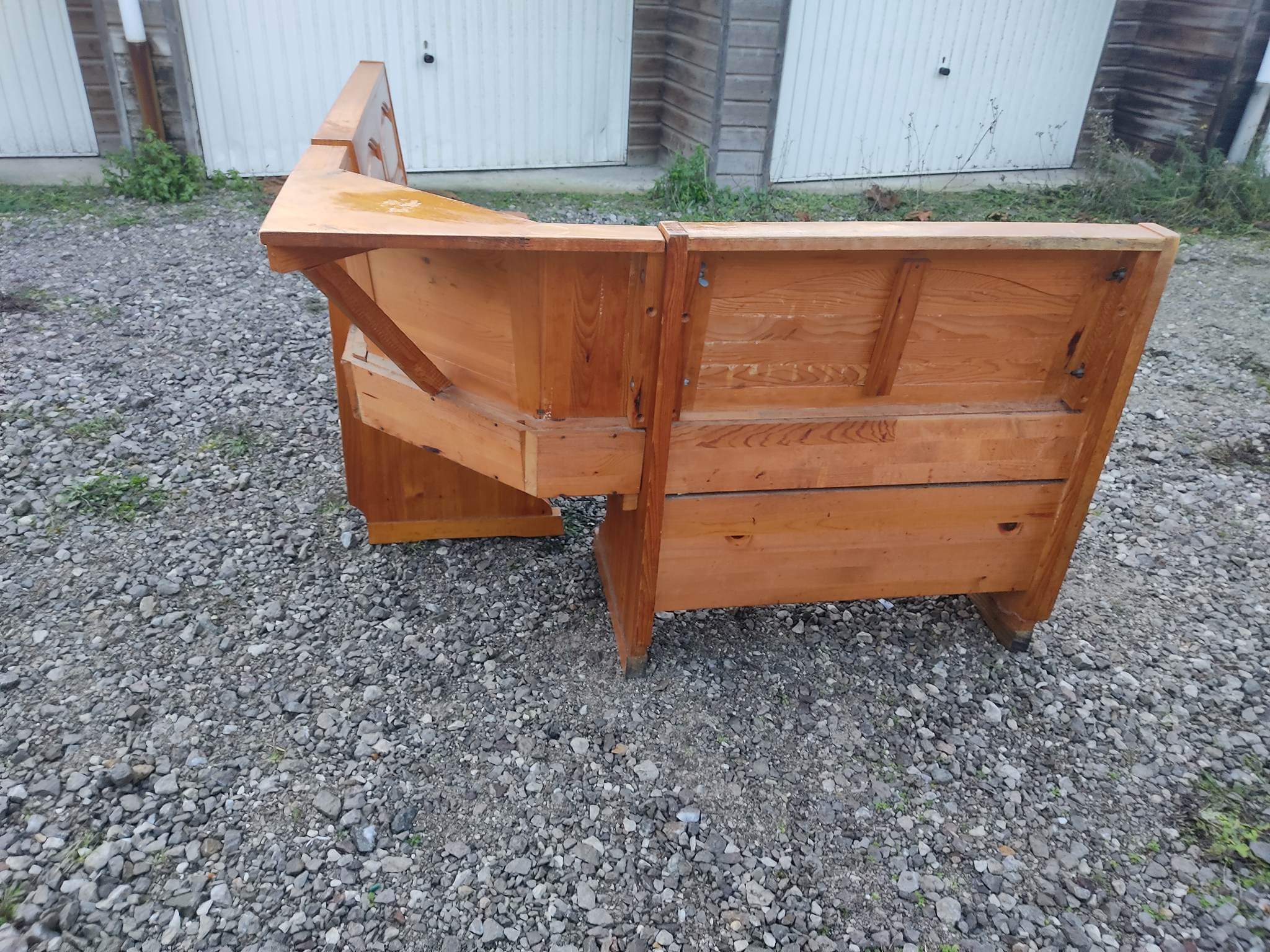 Old corner bench chest wood vintage pine