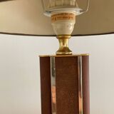 Vintage lamp in leather and gold metal