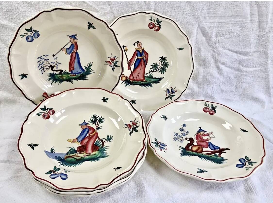 Assiette Creuse Ancienne Efel-Bx – Céramique Blanc Et Vert – Modèle BE 721