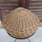 Vintage rattan worker, wrought iron tripod base, 60s