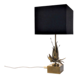 Exotic flower table lamp in solid brass