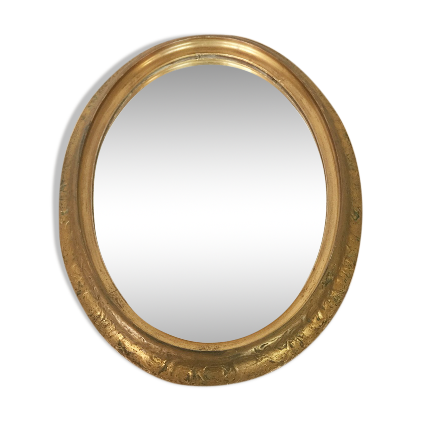 Old oval mirror gold, early 20th 38x50cm