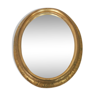 Miroir ovale ancien doré début 20ème 38x50cm