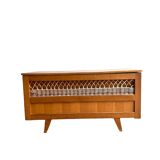 Wooden and rattan chest