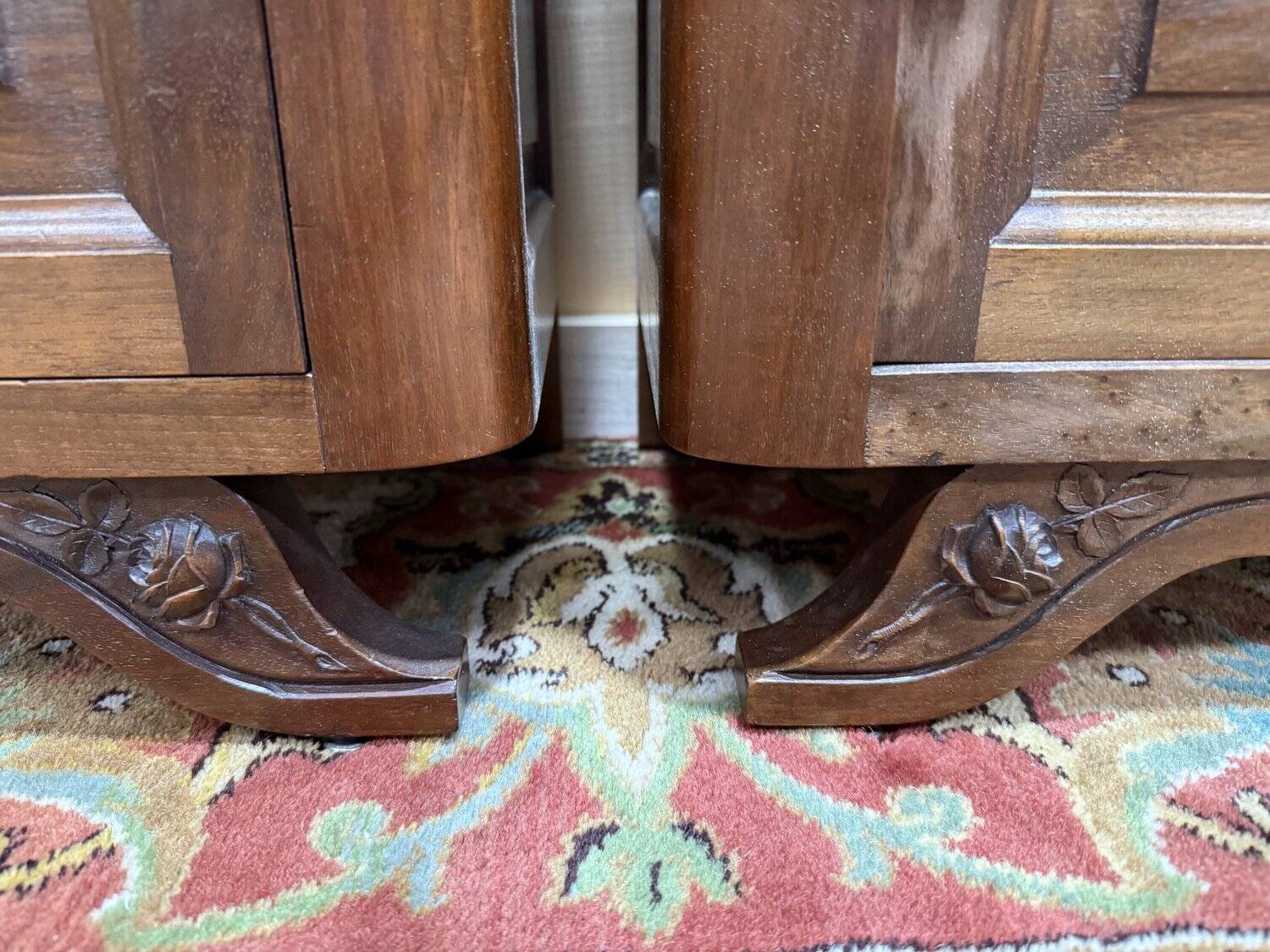 Pair of Art Deco bedside tables in walnut.