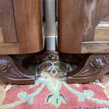 Pair of Art Deco bedside tables in walnut.