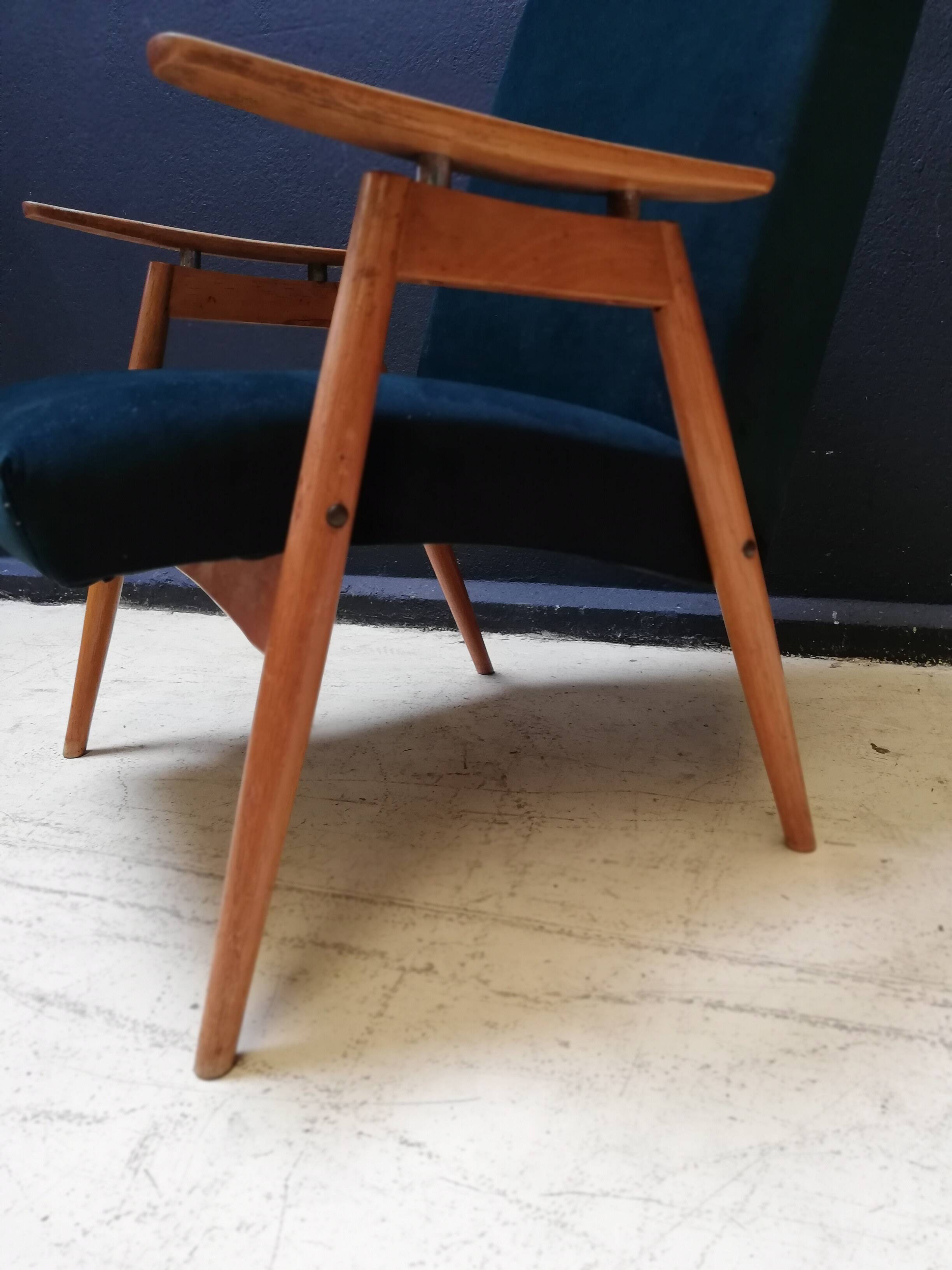 Pair of vintage Czech armchairs (Jiroutek), art deco style, 1960