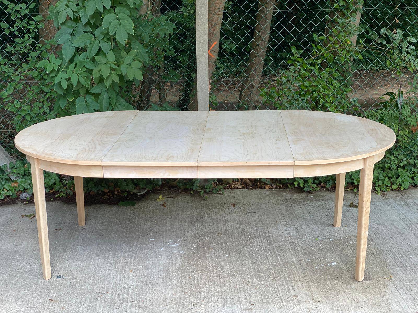 Table à manger scandinave ronde extensible rénovée en bois brut 210cm