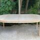 Table à manger scandinave ronde extensible rénovée en bois brut 210cm