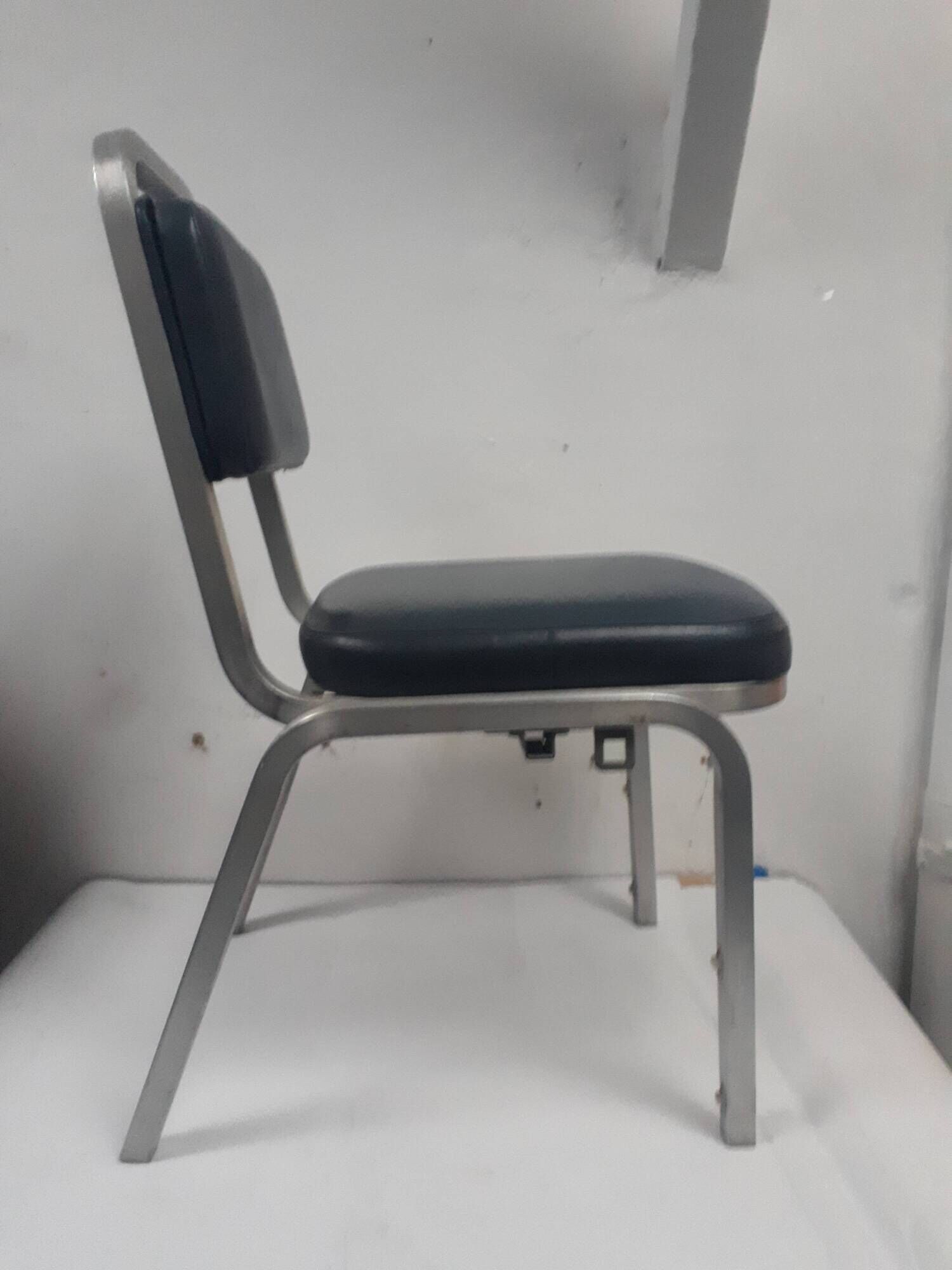 Pair chair desk conference aluminum skai grey vintage blue 1960