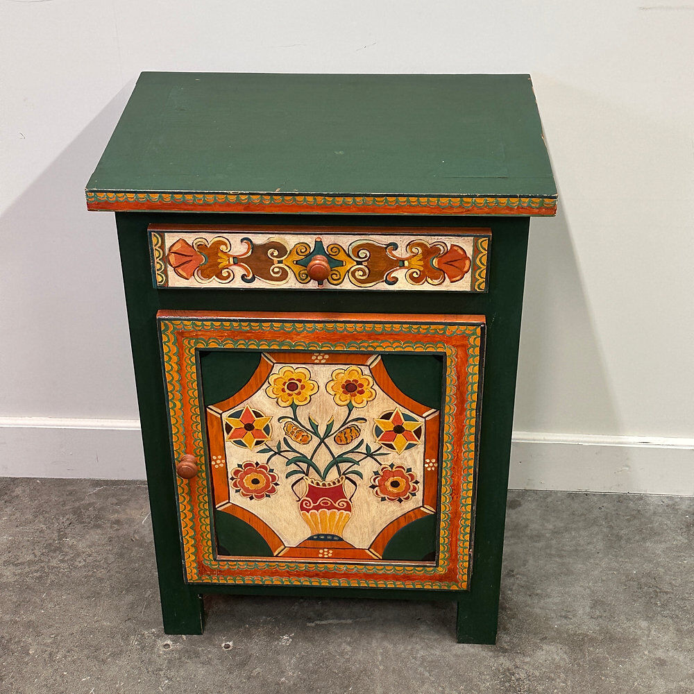 Large hand-painted Provençal folk art cabinet by a Provençal artist, 1970s