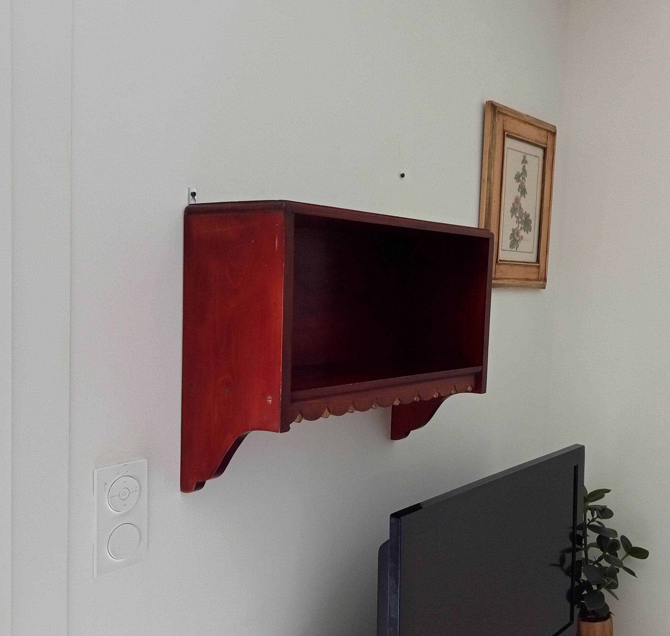 Vintage solid oak wall shelf