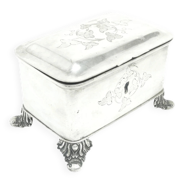Biedermeier sugar bowl, silver-plated brass, Poland, 1920s