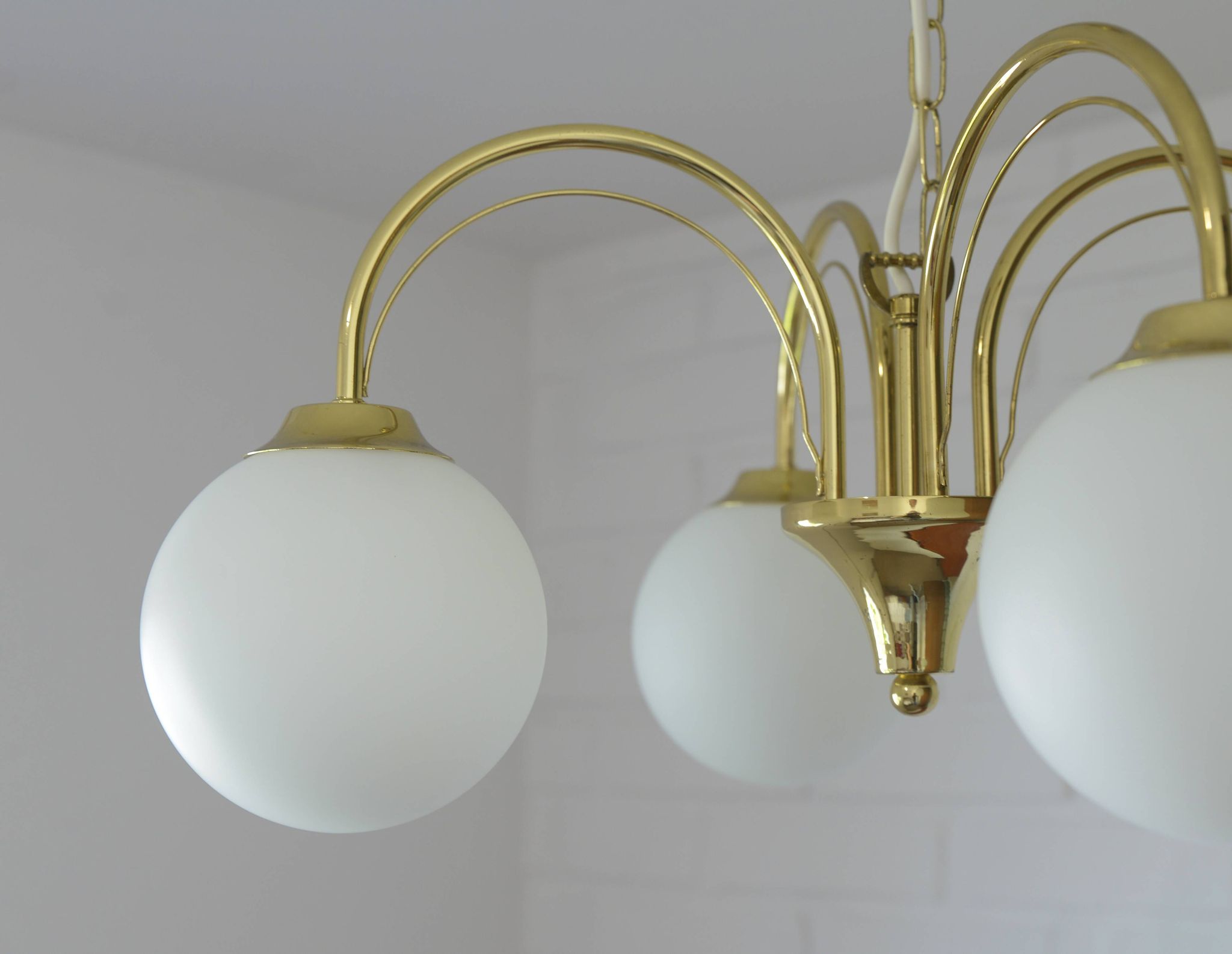 Elegant Gold Vintage Chandelier Mid Century Hollywood Regency Hanging Lamp