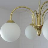 Elegant Gold Vintage Chandelier Mid Century Hollywood Regency Hanging Lamp