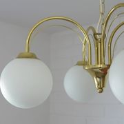 Elegant Gold Vintage Chandelier Mid Century Hollywood Regency Hanging Lamp