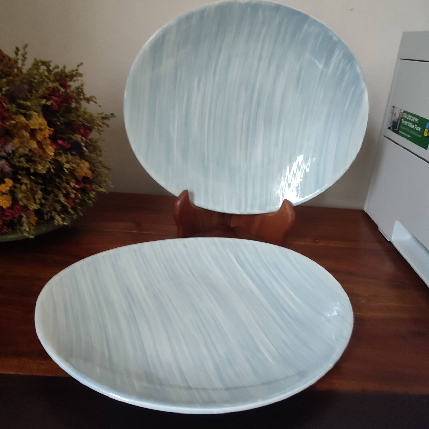 Lot 2 oval plates Salins France Caribbean model