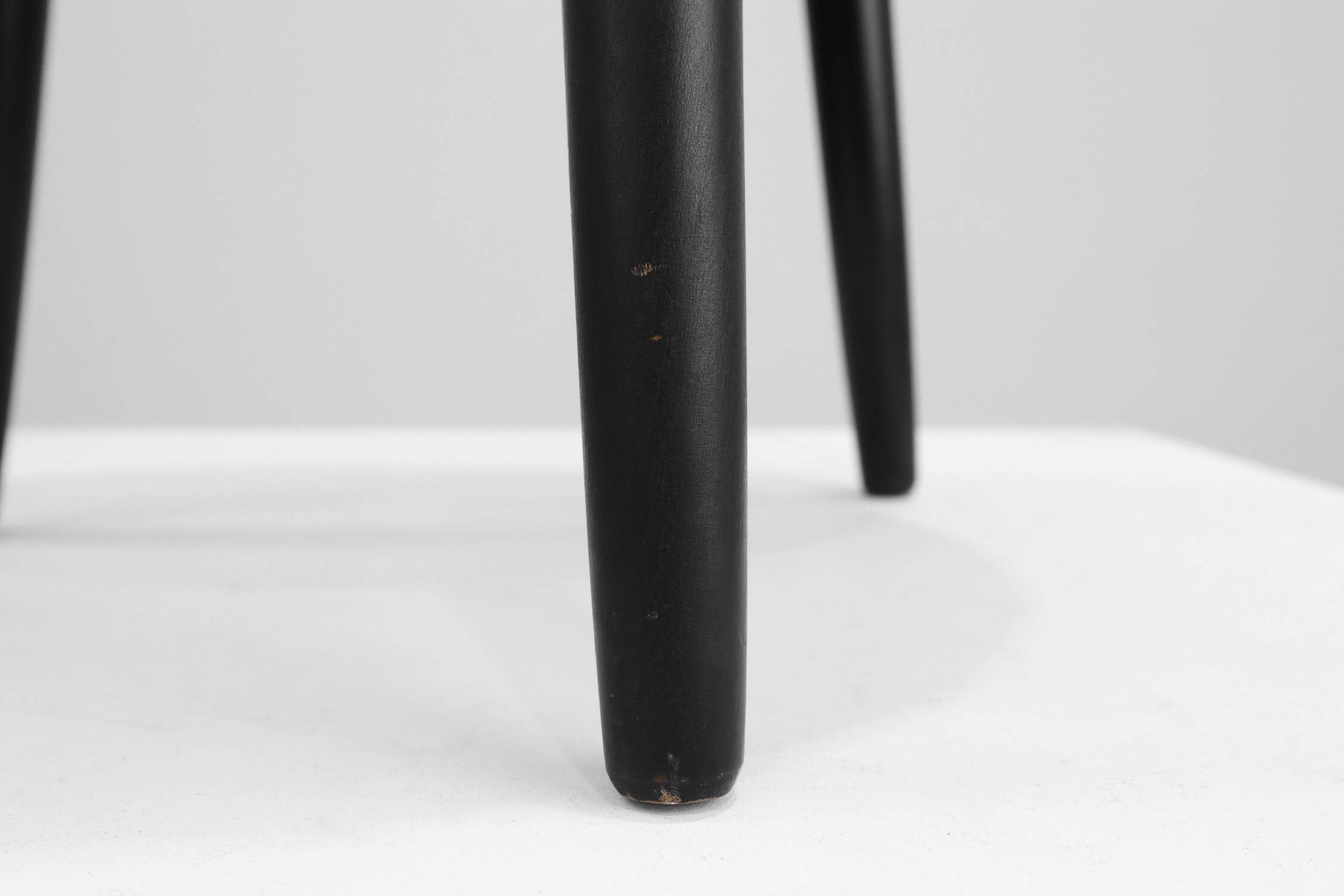 Vintage French Stool in Faux Leather and Wood, 1960