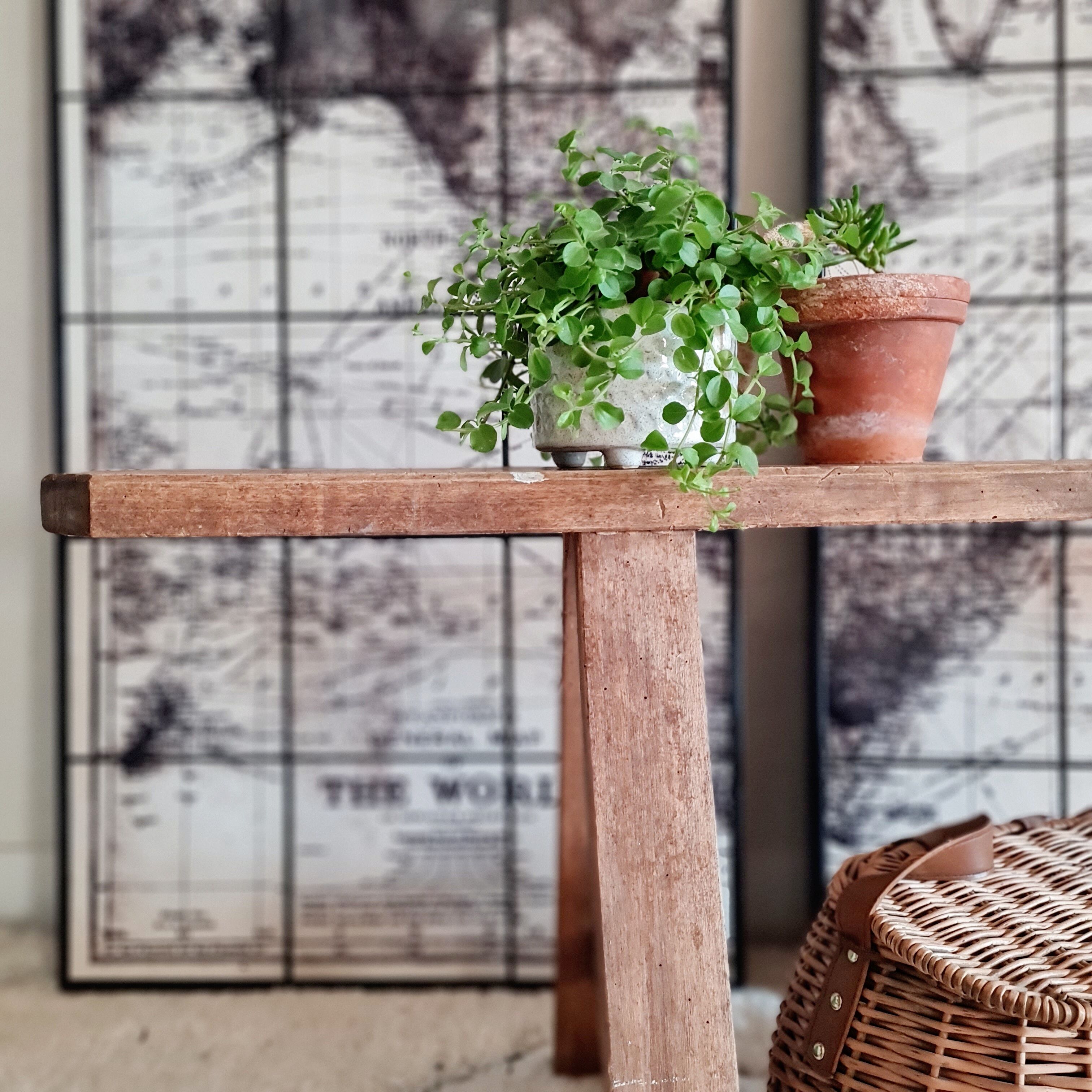 Old wooden farmhouse bench