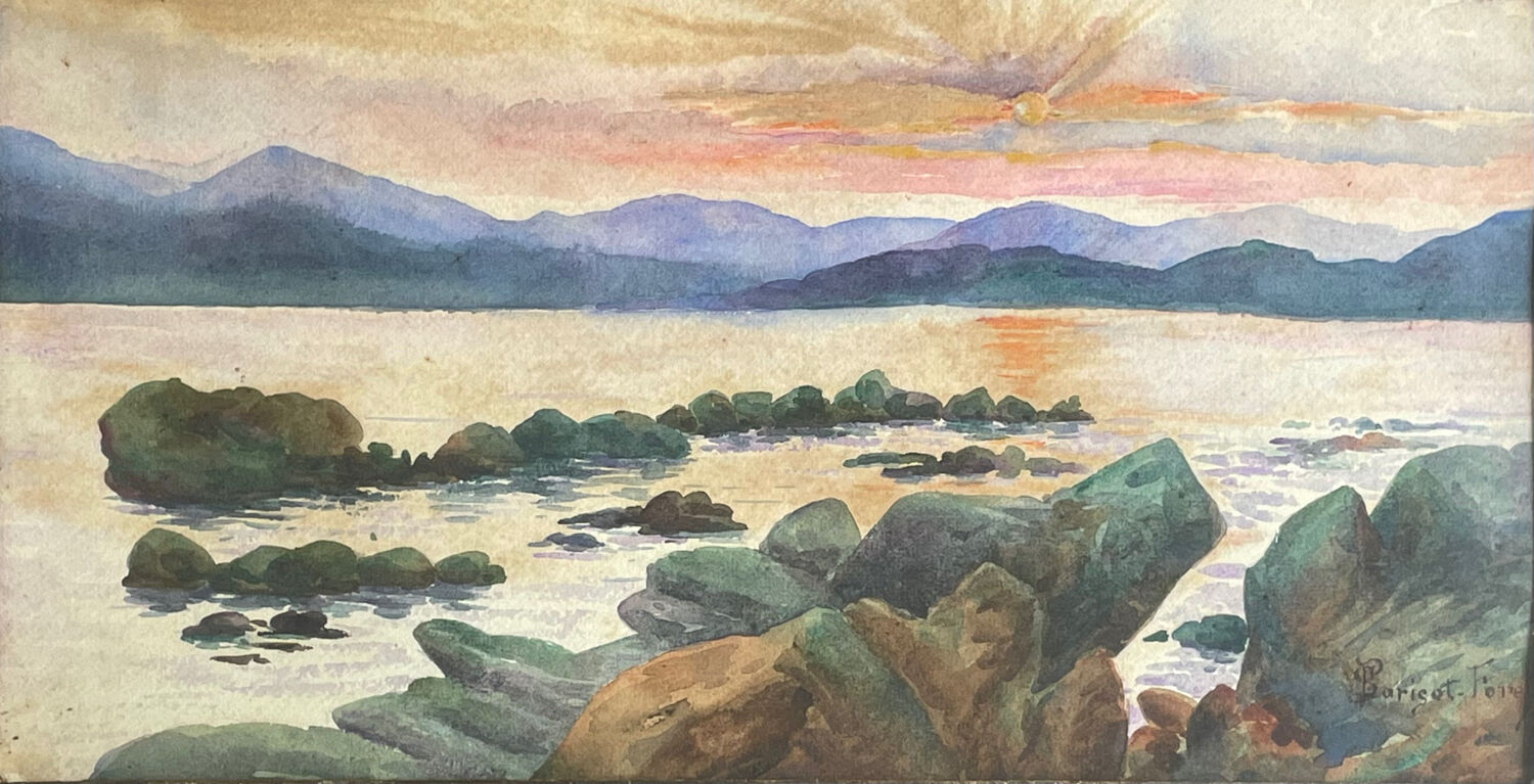 Old sunset painting painting early 20th century