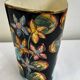 Grand Vase Vallauris Décor Floral peint à la main H 30 cm