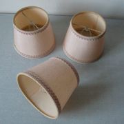 Set of 3 old lampshades pale pink model with clamp lamp chandelier applied retro deco