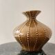 pear-shaped vase in ocher enameled ceramic and pearls