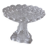 Drageoir coupe en cristal taille pied tete de poisson fin 19 eme