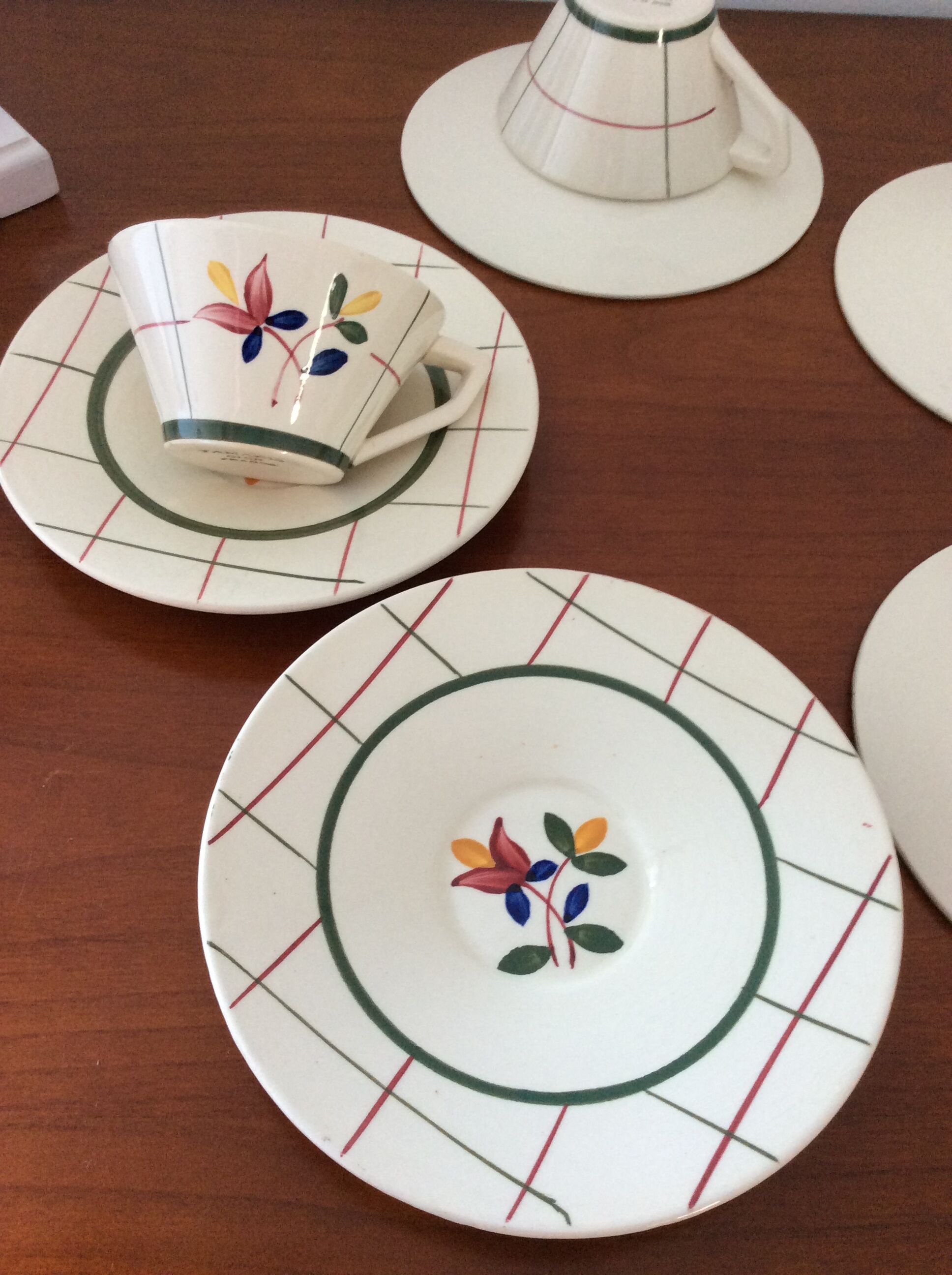 Set of 5 cups and 5 under cup old gien model tamaris