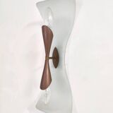 Vintage Brass and Etched and Curved Glass Wall Light ascribable to Fontana Arte