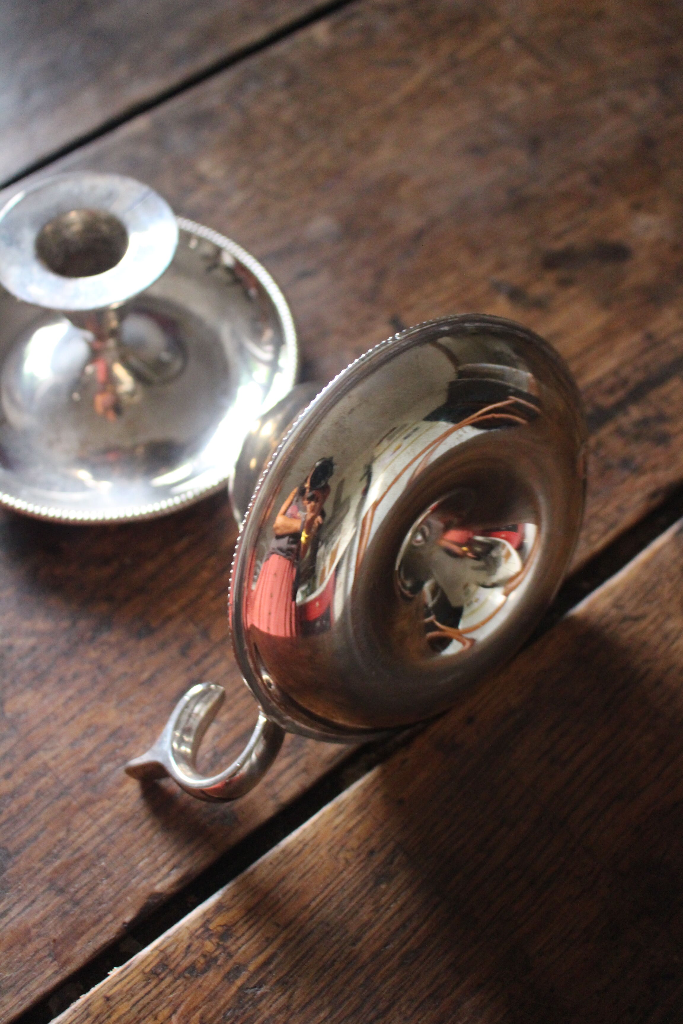 Pair of silver metal cave rat
