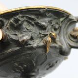 Bronze pedestal bowl with leaf decoration