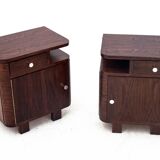 Pair of art deco bedside tables, Poland, 1950s, renovated
