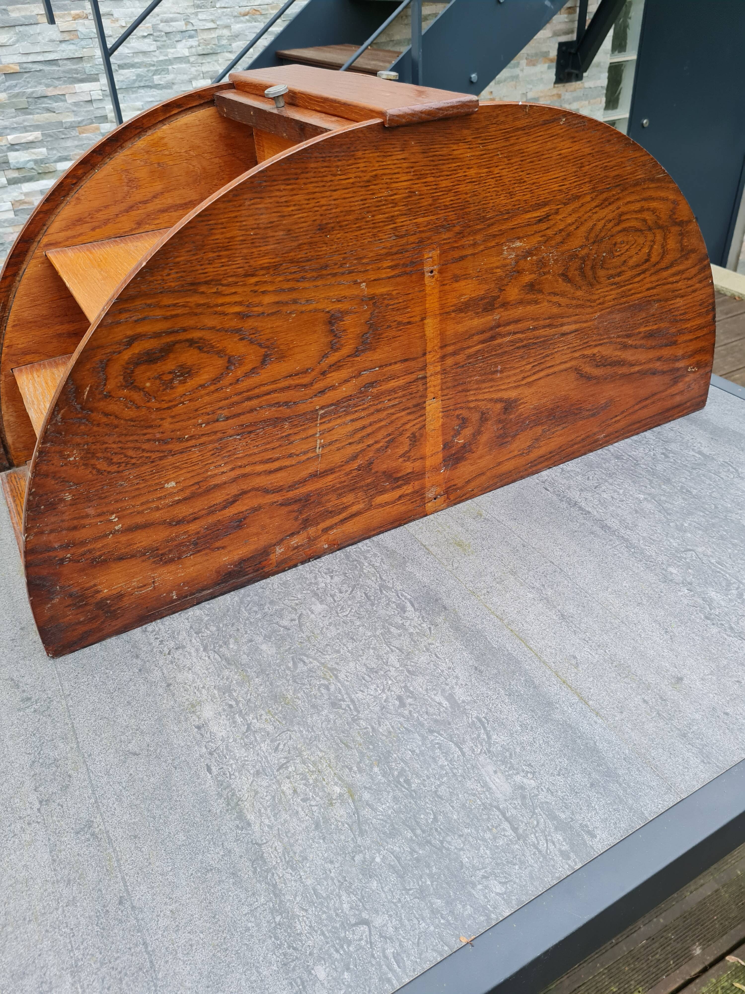 Trieurs de bureau demi cercle à rideau vintage en bois années 60