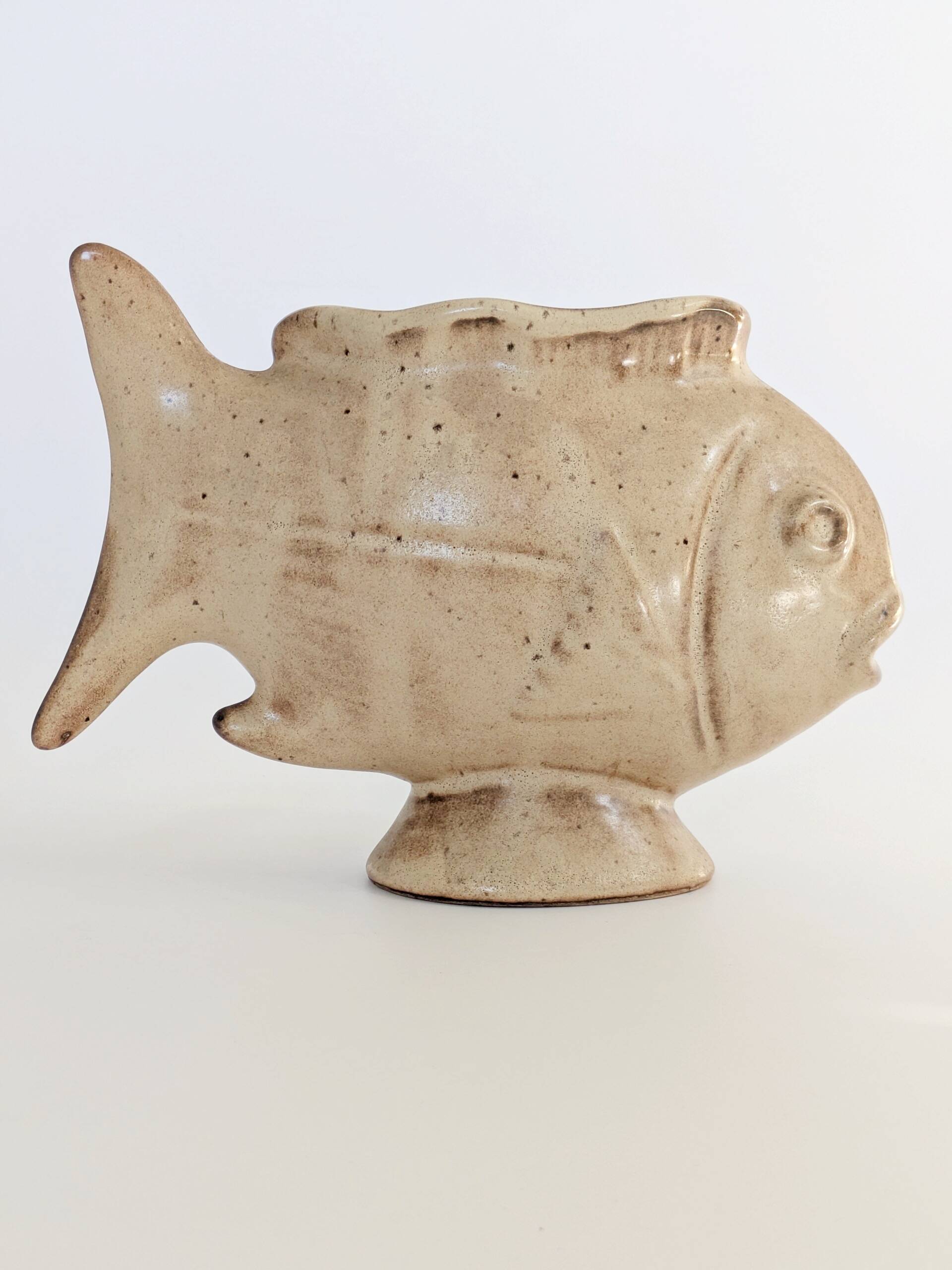 Vintage fish-shaped pot, French ceramic, 1960s