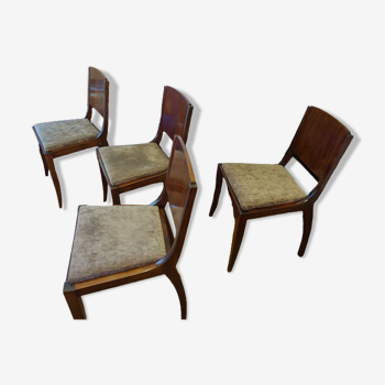 Ensemble de 4 chaises art déco plaquage palissandre