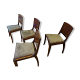Ensemble de 4 chaises art déco plaquage palissandre