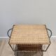 Wicker and metal side table magazine rack