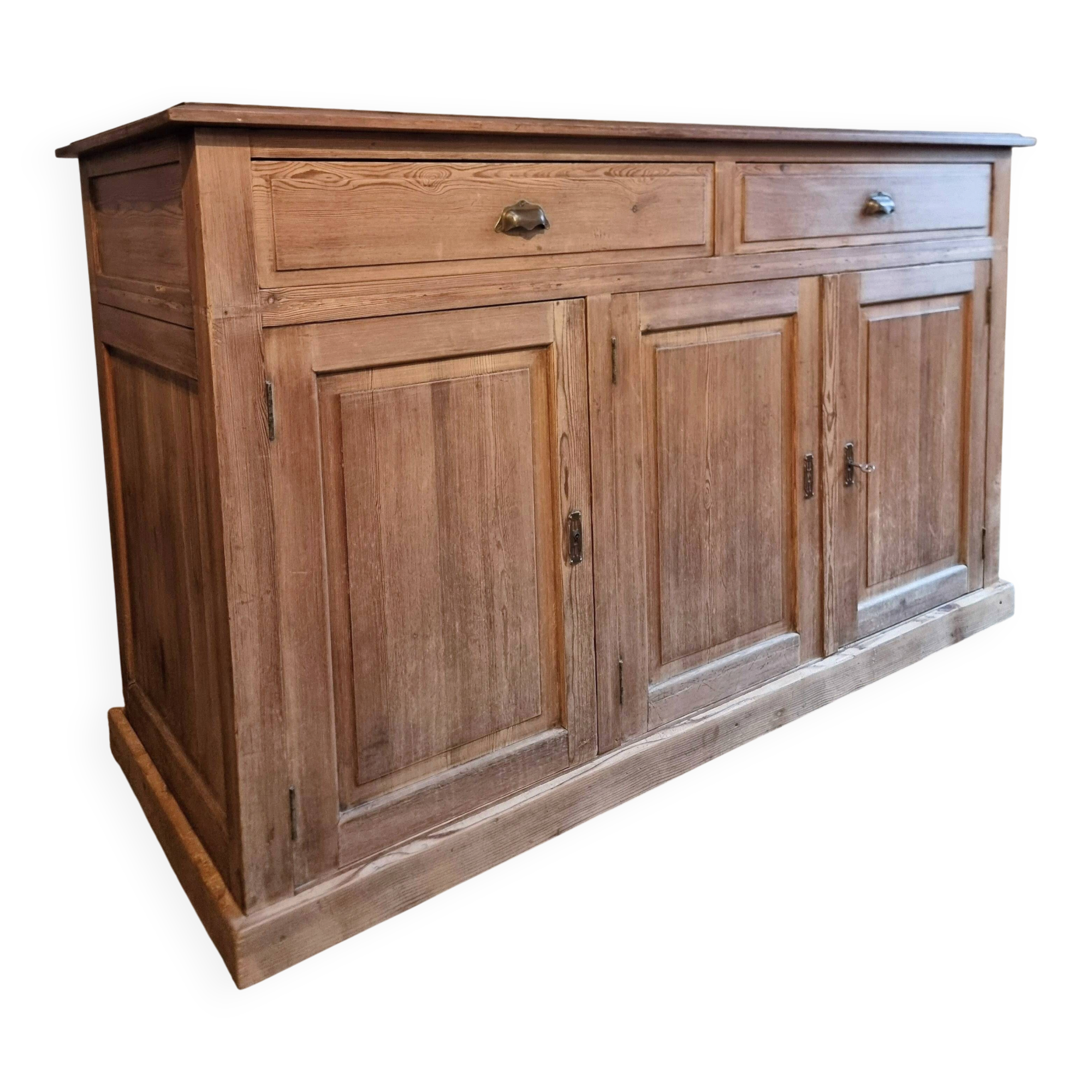 Buffet rustique français années 1920 – Buffet en pin ancien – Îlot de cuisine – Meuble de rangement 3 portes