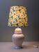 Vintage white ceramic lamp with custom lemon shade.