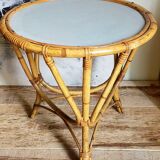 Tripod booster coffee table in rattan 50s