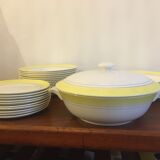 Service Gien creation Primefleur model Françoise 60s Yellow edges, two grey straighteners