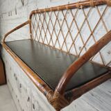 Vintage rattan wall shelf